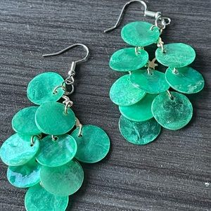 Teal shell earrings